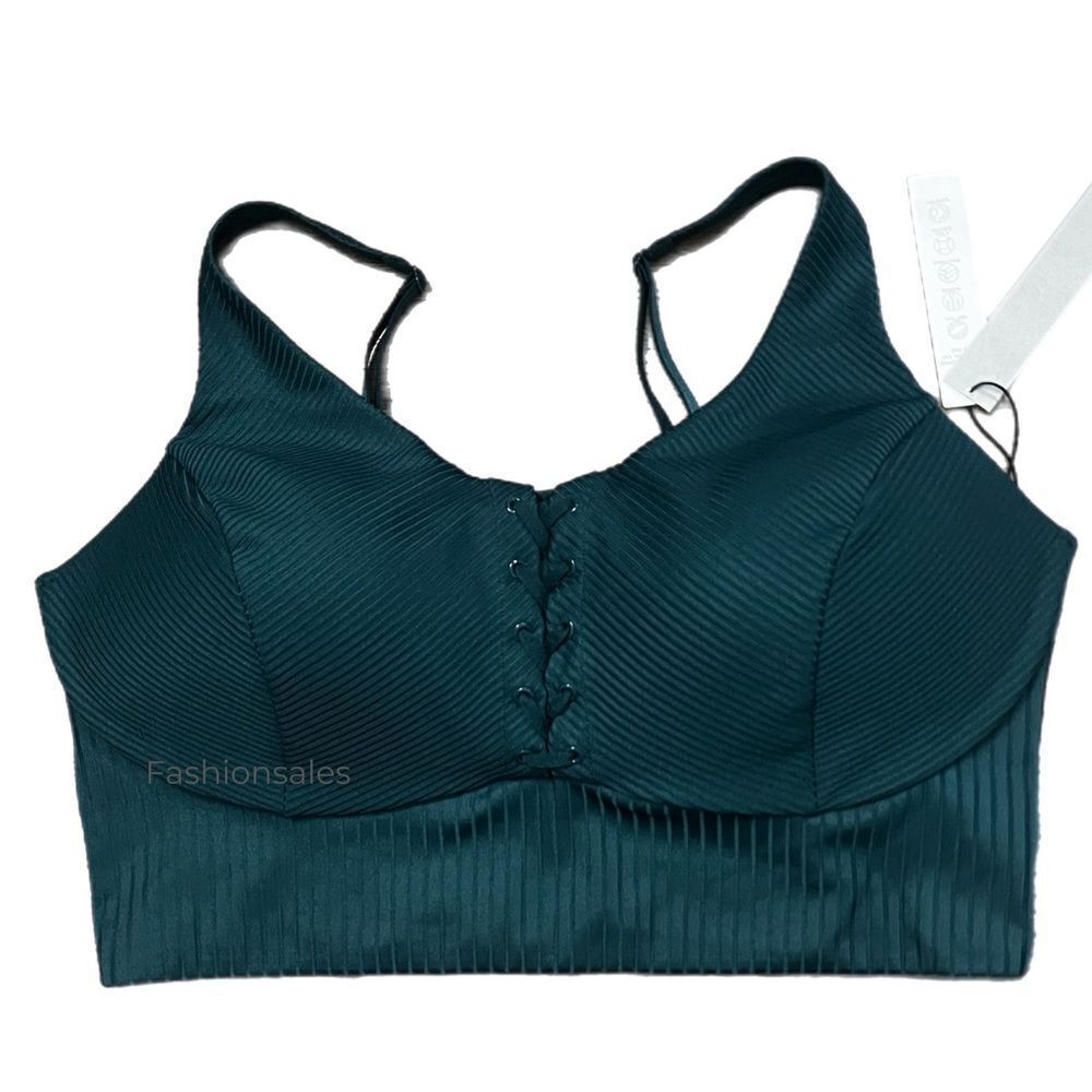 Victorias Secret Allegro Medium Support Flow on Point Lined sport bra Green